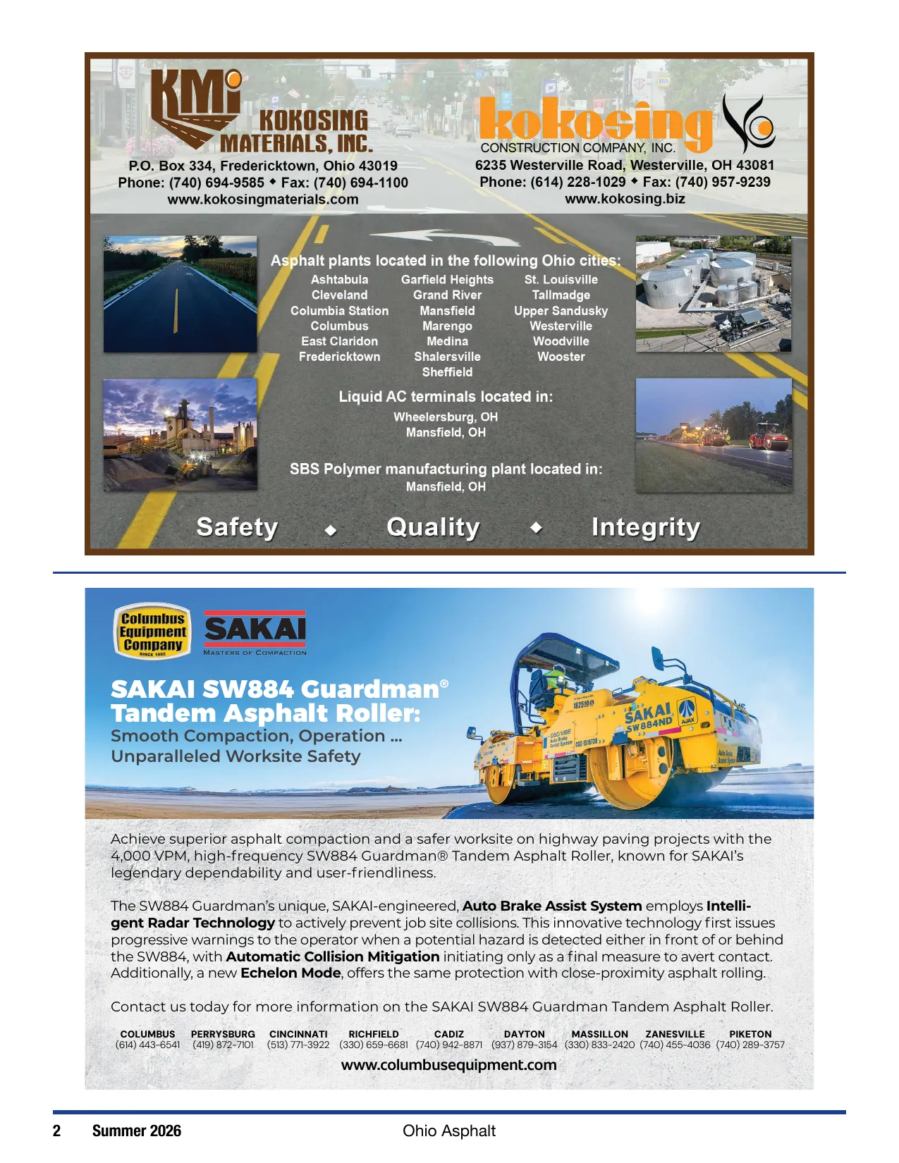 Page 2 of Ohio Asphalt Magazine Summer 2026